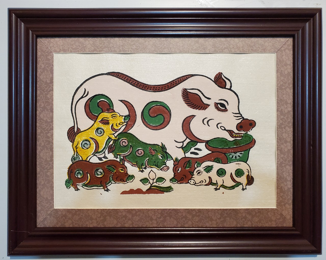 TRANH DÂN GIAN ĐÔNG HỒ - LỢN ĐÀN MẸ CON-TDH032