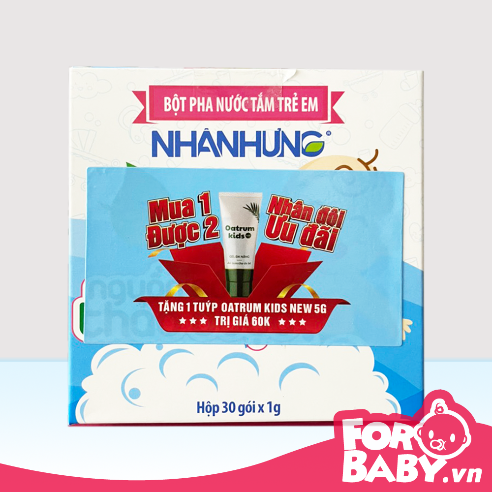 [TẶNG OATRUM KIDS] BỘT PHA NƯỚC TẮM TRẺ EM NHÂN HƯNG ( hộp 30 gói)