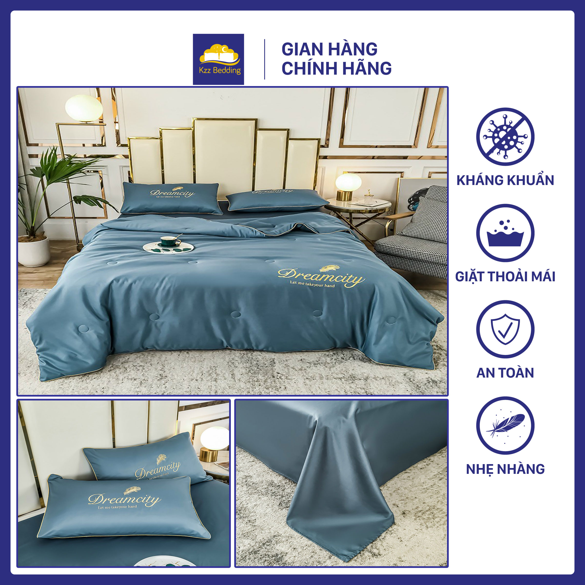 Set 4 món chăn ga gối lụa mịn mát nhiều kích cỡ giường