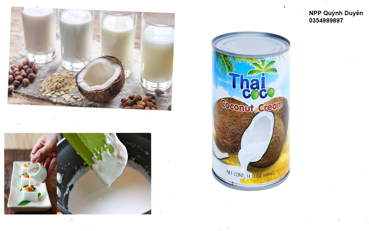 Nước cốt dừa Thái Lan nguyên chất - Nước cốt dừa THAI COCO 400ml