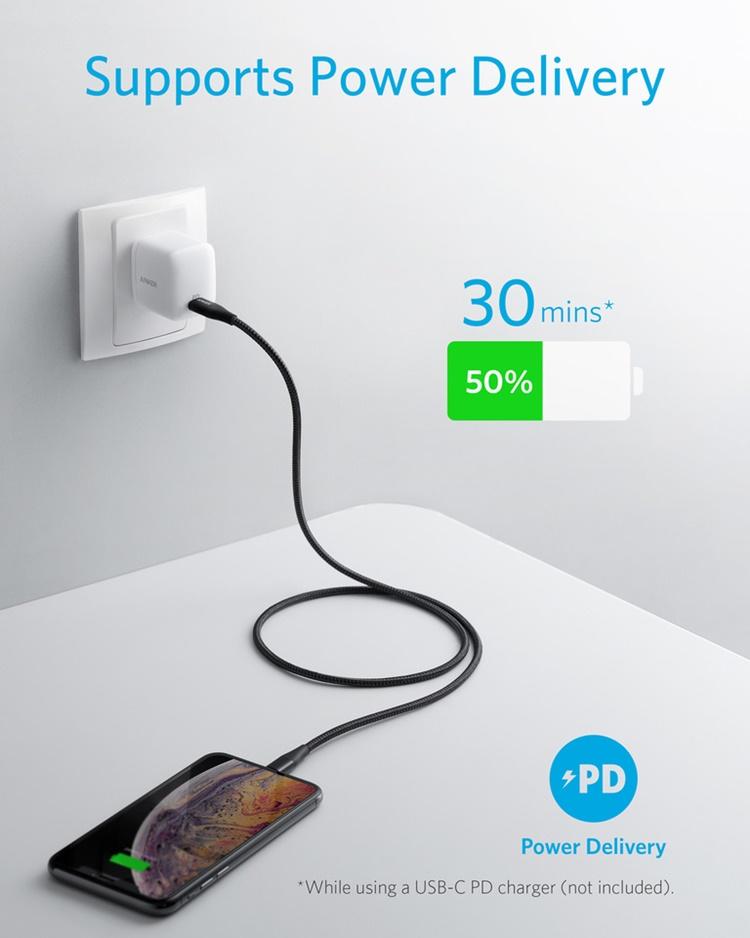 Cáp sạc iPhone Anker Powerline+ II USB C to Lightning dài 1.8m