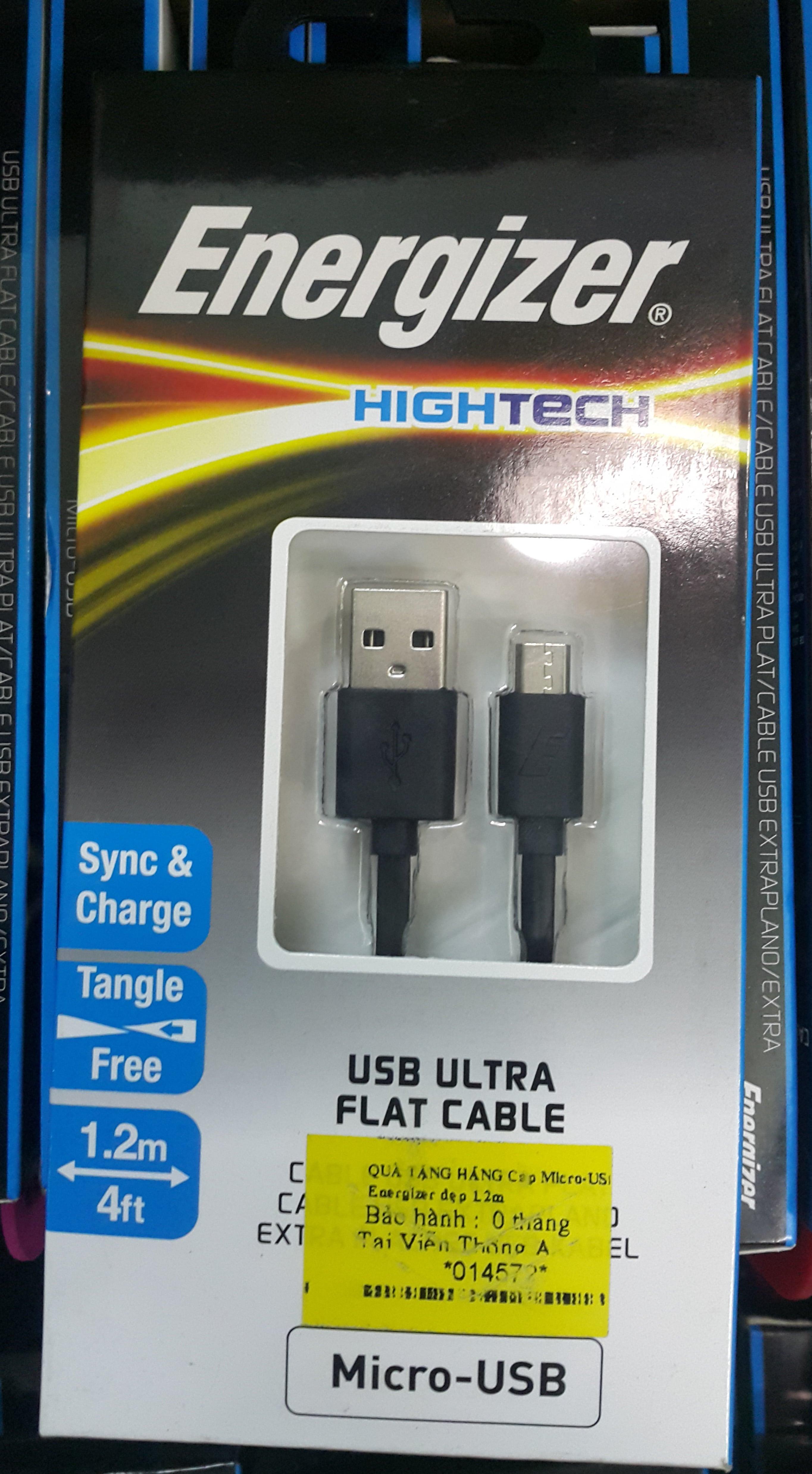 [HCM]Cáp Micro USB Energizer - Dài 1.2m - của hãng