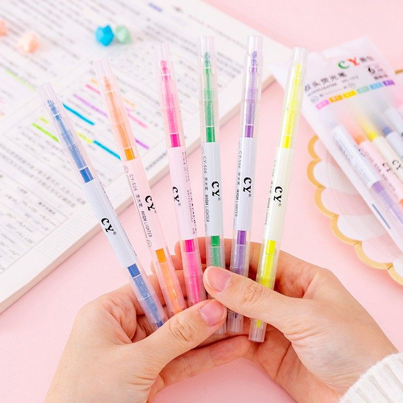 [HCM]Bộ Bút Highlight 2 Đầu 6 Màu ( 6 Cây )