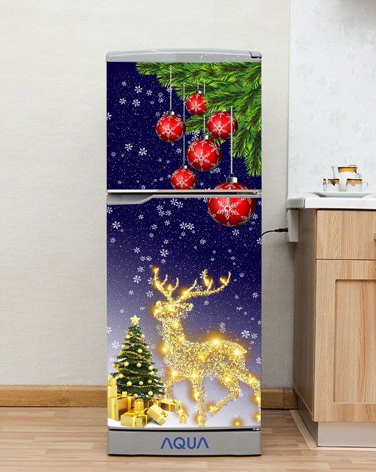 Decal Cao cấp dán tủ lạnh chống thấm mẫu noel 2022