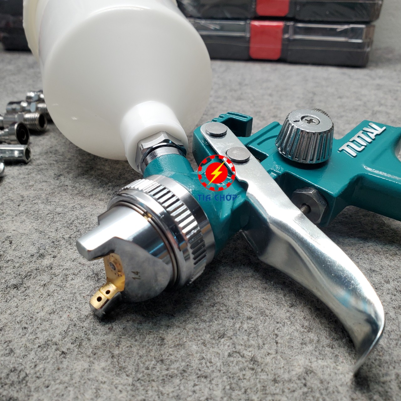 TOTAL súnɡ phun sơn HVLP 600cc TAT10601 (Cam kết Chính Hãng 100%)