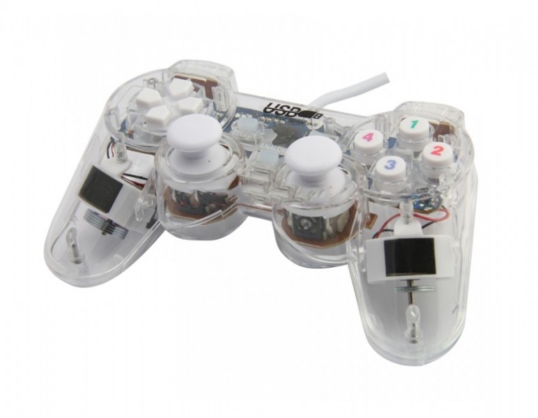 Game pad đơn rung 702 trong suốt cực đẹp, cổng kết nối usb