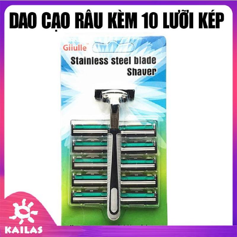 Dao Cạo Râu Đa Năng 1 Cán Dao Kèm 10 Luỡi Dao Kép- Kailas