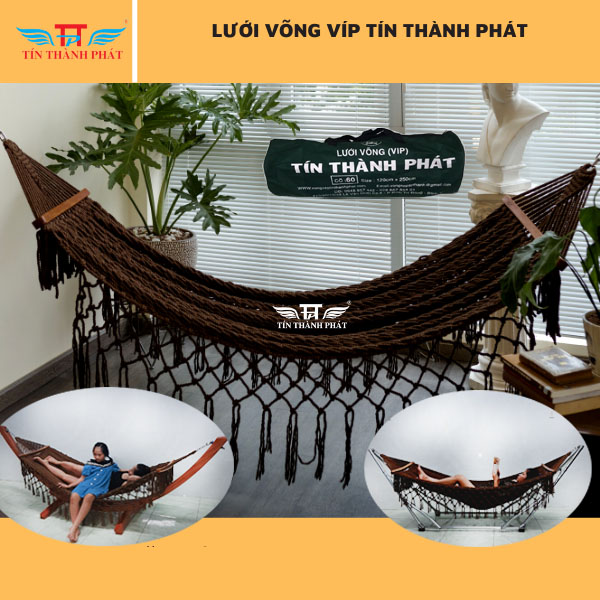 Lưới võng VIP Tín Thành Phát – Màu Nâu Đan thủ công, màu trắng sang trọng, thoáng mát, bền đẹp