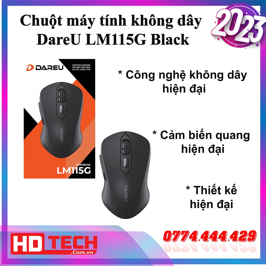 Chuột DareU LM115G Black không dây