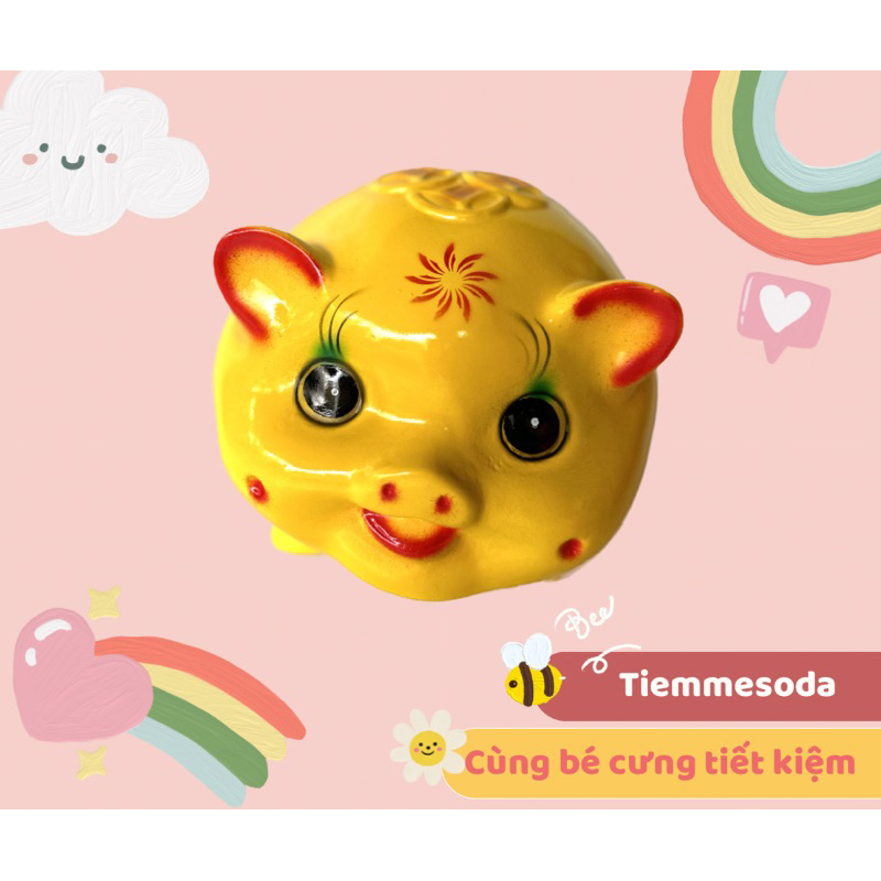 Heo đất, lợn đất, ống tiết kiệm tiền | dáng tròn truyền thống Heo Pi số 2 | quà tặng đáng yêu | Tiemheosoda