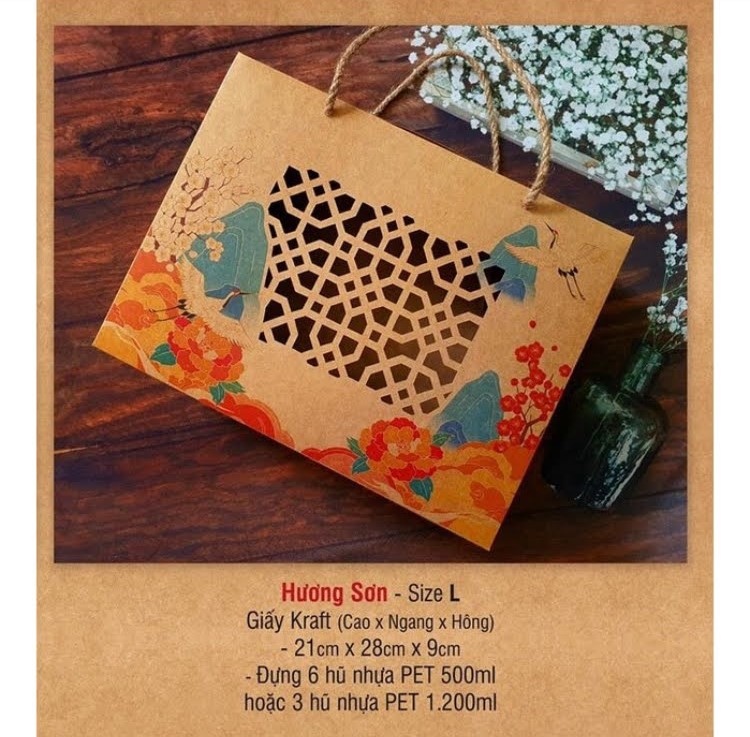 [HỘP QUÀ TẾT] Hộp giấy kraft Hương Sơn size L (21x28x9.3cm)