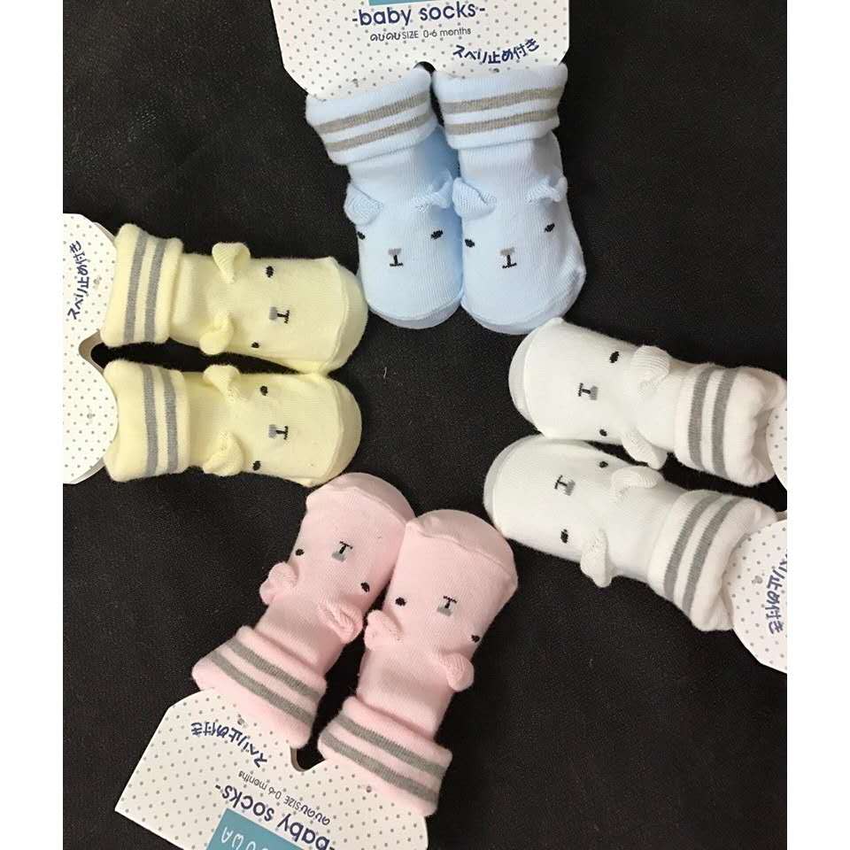 set 2 đôi tất sơ sinh/ Vớ sơ sinh bobowa size 0-6 tháng