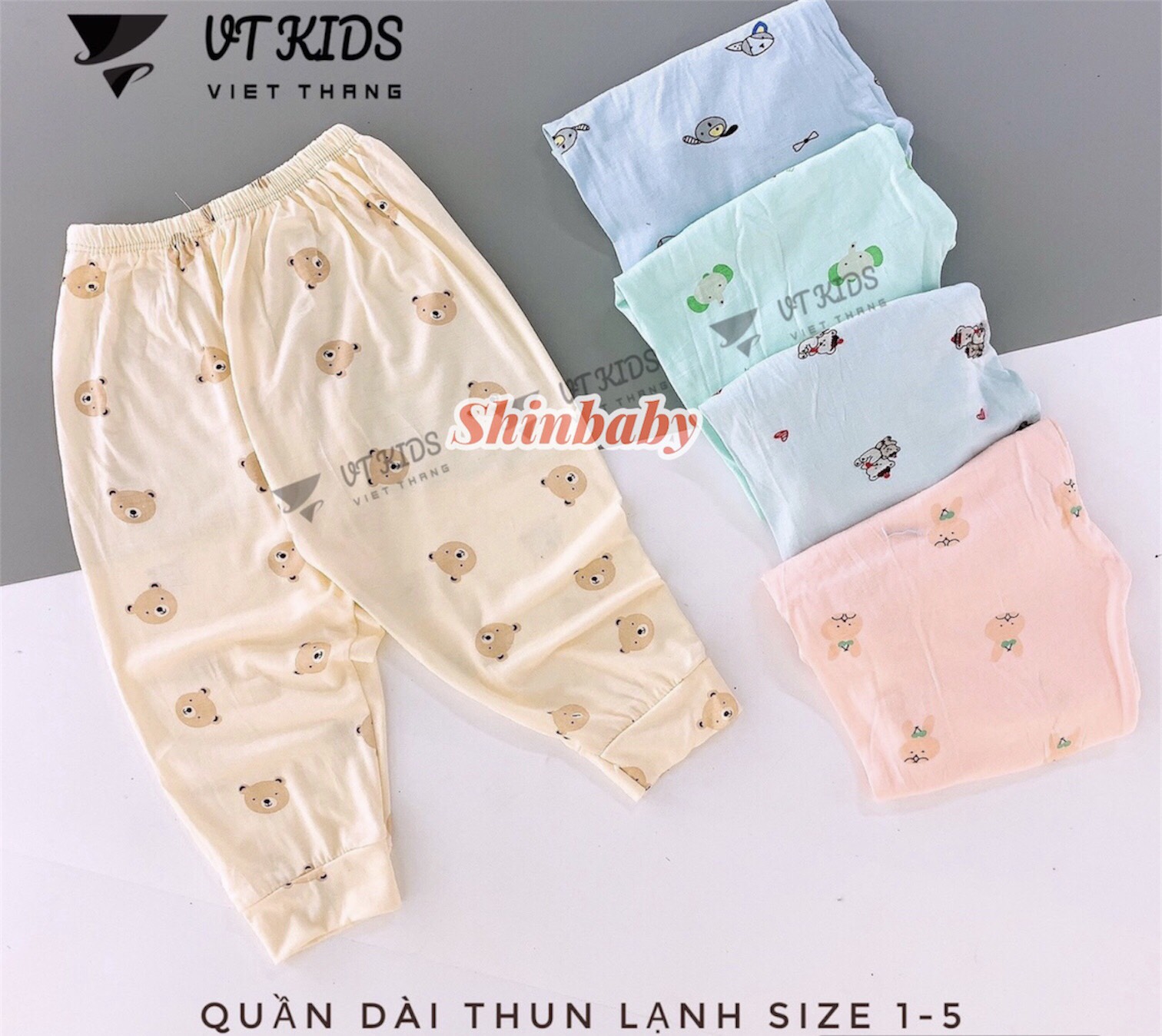 Set 10 quần dài thun lạnh mềm mát nhiều hình siêu xinh cho bé