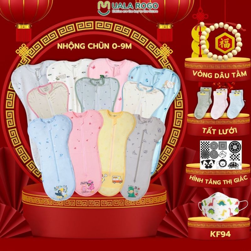 Nơi bán Nhộng chũn cho bé Uala rogo 0-9 tháng kéo khóa vải sợi tre Bamboo mềm mịn co giãn 4 chiều túi ngủ cho bé tránh đưa tay làm xước mặt chống giật mình giúp bé ngủ ngon tăng sự vận động chân tay an toàn cho trẻ sơ sinh tự ngủ 8907