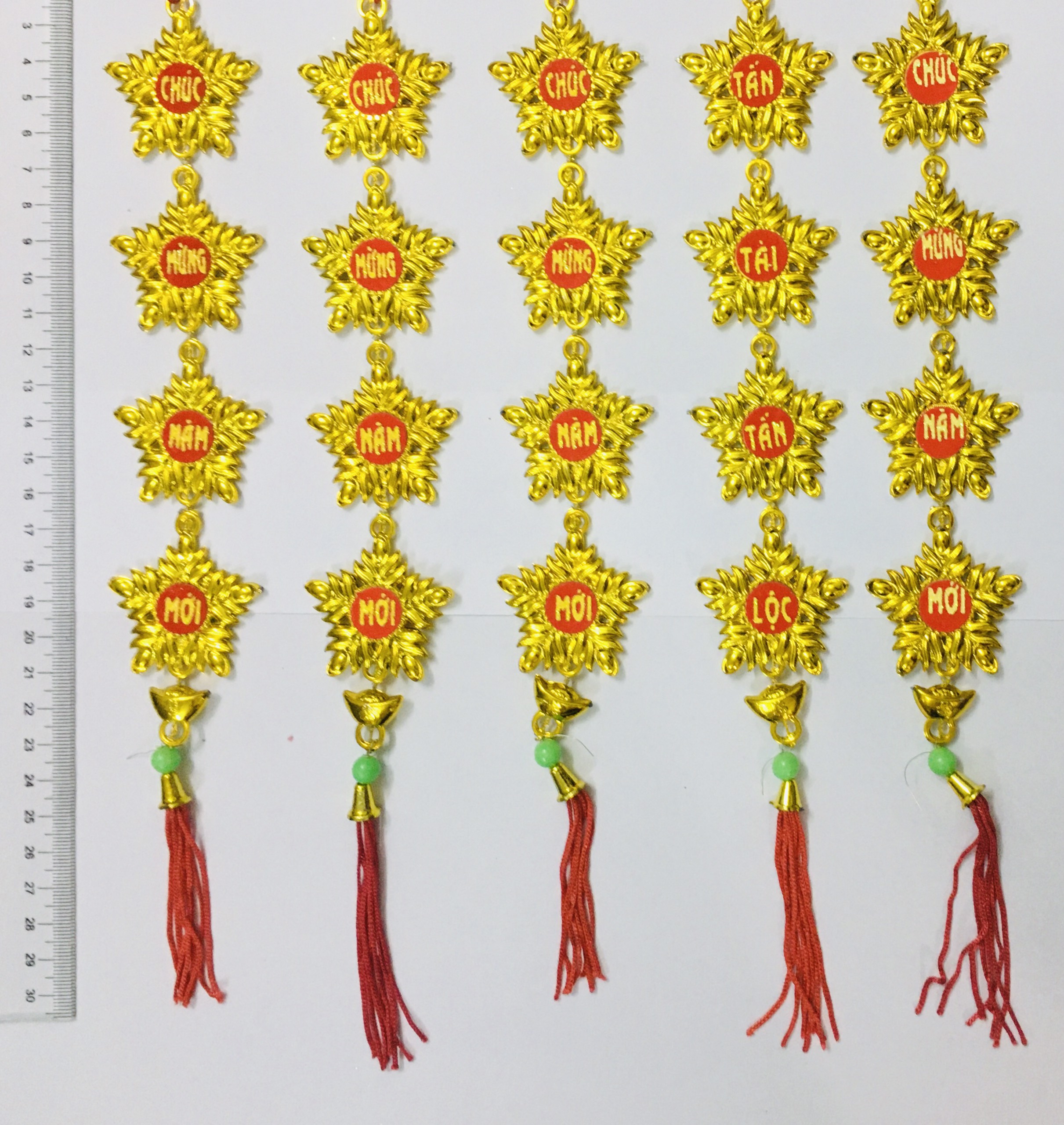 sỉ 5 dây liễng trang trí tết 2023 vàng đại chữ việt in trên vải nhung C