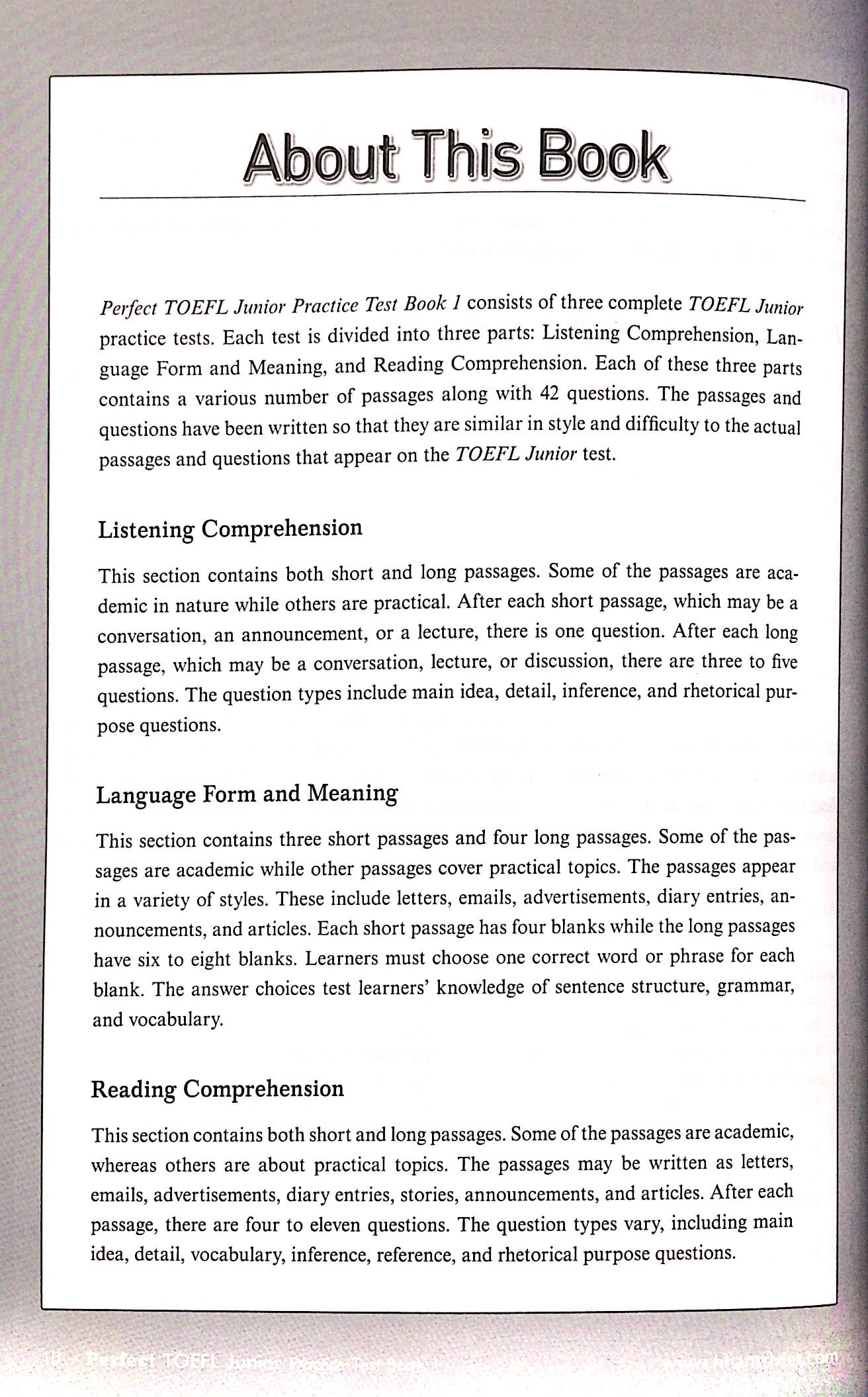 Sách Perfect TOEFL Junior Practice Test Book 1 CD