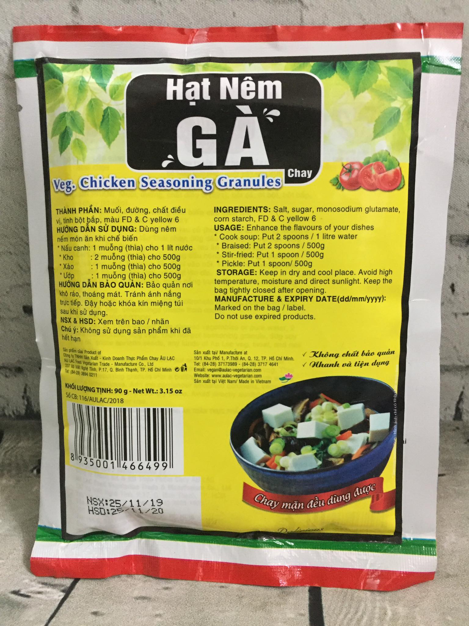 [HCM]Hạt Nêm Gà Chay Âu Lạc - Gói 90Gam