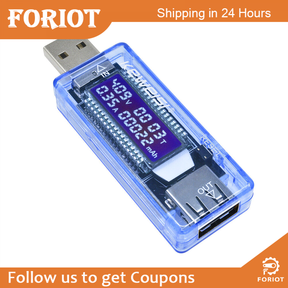 Foriot Thiết Bị Kiểm Tra Dòng Điện Và Điện Áp USB Màn Hình LCD, Đồng Hồ Vạn Năng Kiểm Tra Điện Áp 3.7-7V 0-3A, Thiết Bị Kiểm Tra Sạc USB