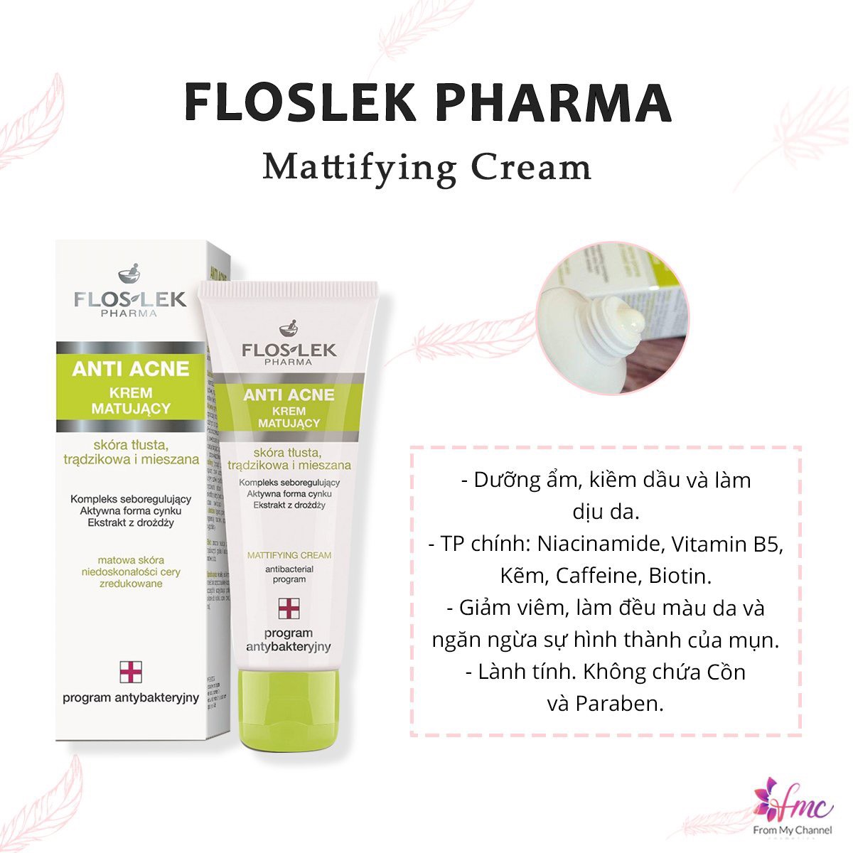 Kem kiểm soát dầu nhờn Floslek Mattifying Cream 50ml