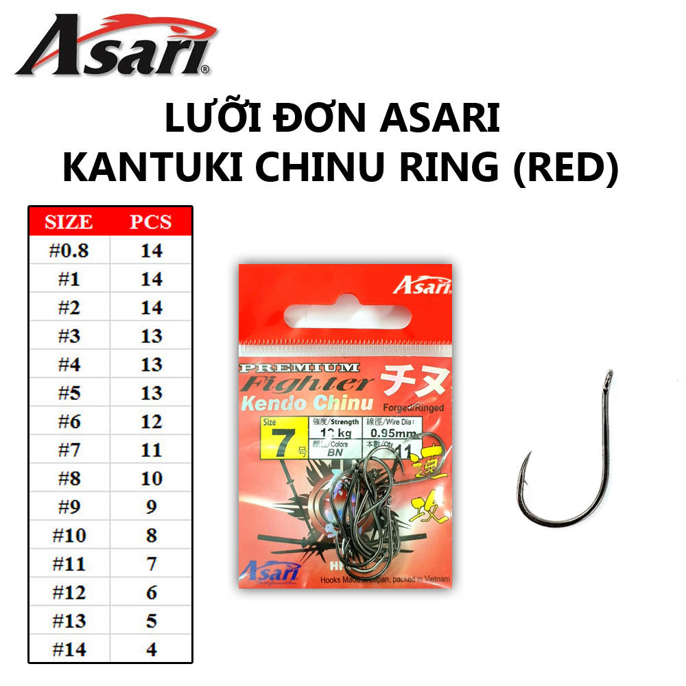 [Lưỡi Câu Japan]LƯỠI ĐƠN ASARI KANTUKI CHINU RING (RED)