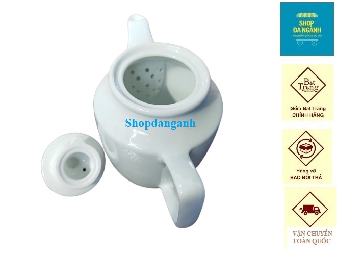 Ấm trà dáng vuông cỡ lớn 700 ml gốm sứ Bát Tràng