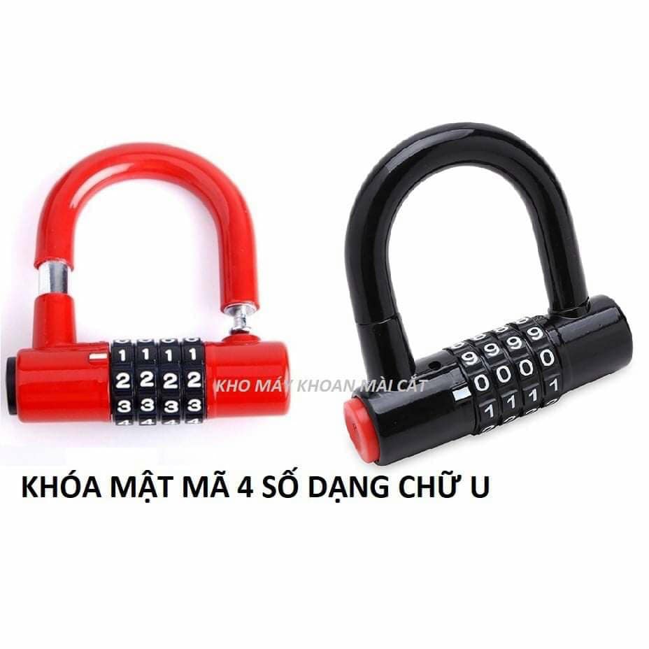 Ổ Khóa 4 Số Chữ U Chống Trộm, khóa không cần chìa - ổ khóa dạng khẩu 4 số Ổ khóa chống cắt, ổ khóa chống cưa, đập, khóa cửa nhà, xe máy, xe đạp, khóa val