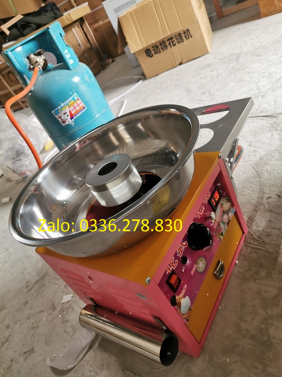 Máy làm kẹo bông gòn gas tiện di chuyển. Bảo hành 1 năm