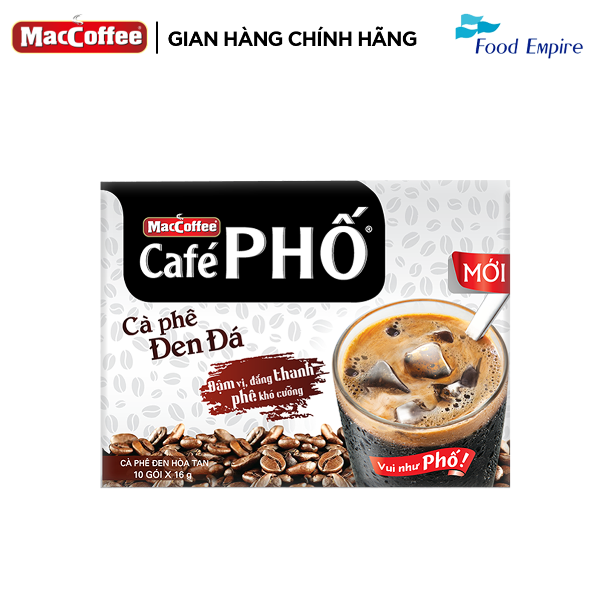 Combo 6 hộp Cà phê Phố Đen Đá - Maccoffee (hộp 10 gói x 16g)