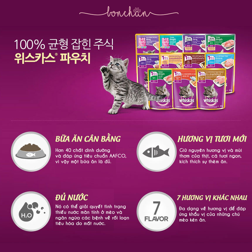 Pate Whiskas cho mèo con túi 80g