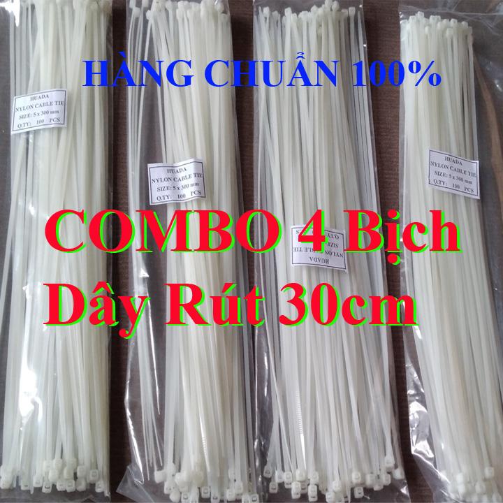 [HCM]4 BỊCH dây rút 3 tấc 30cm - dây rút 30cm - dây thít 3 tấc - dây thít 30cm 100 PCS thực 80 đến 90 sợi