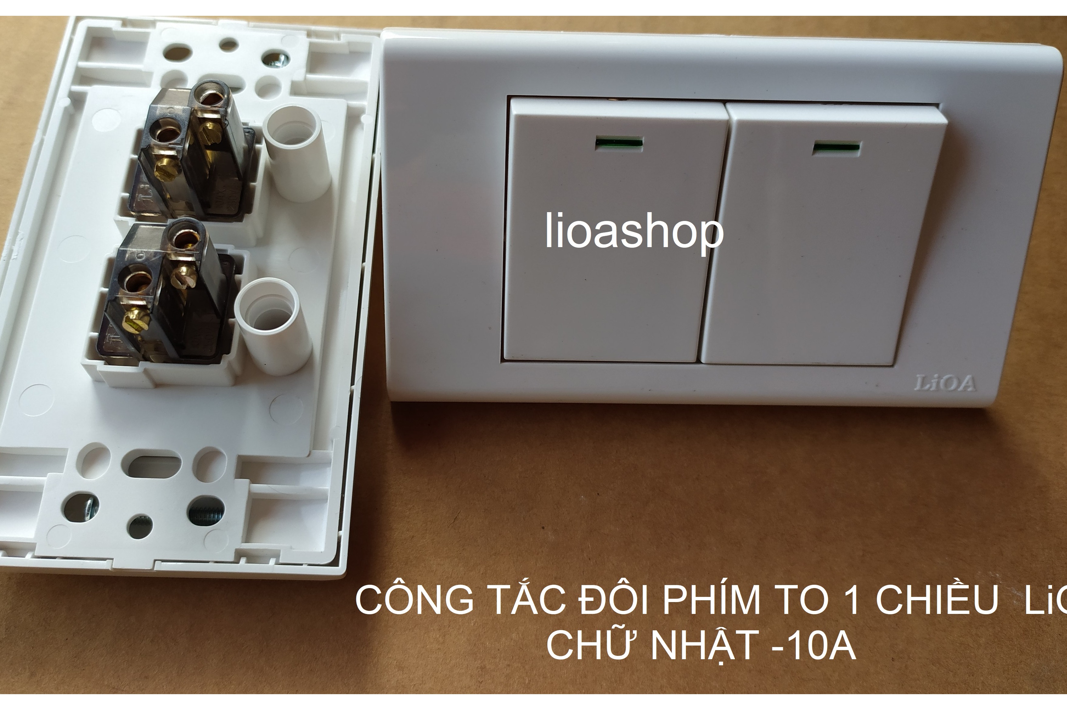 CÔNG TẮC ĐÔI 1 CHIỀU VÀ 2 CHIỀU LiOA PHÍM TO CHỮ NHẬT.