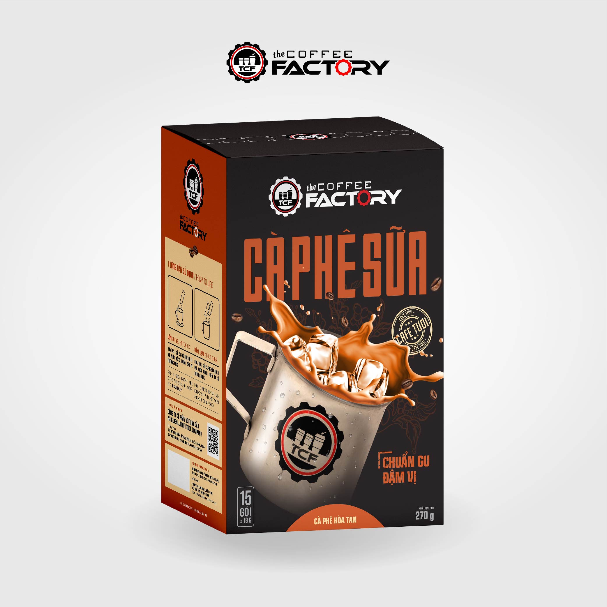 Cà phê sữa hòa tan The Coffee Factory (Hộp 15 gói x 18g)