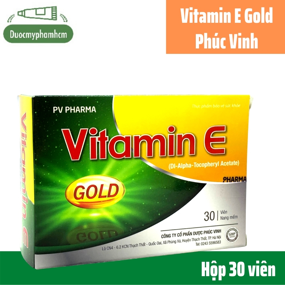 Vitamin E - Phúc Vinh, Đẹp da chống lão hóa, mờ thâm nám, Hộp 30 viên