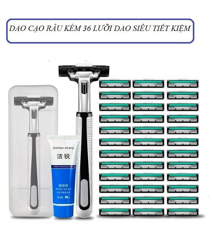 bộ cạo râu 38 món - bộ kit cạo râu loại tốt siêu tiết kiệm - bộ dao cạo râu cao cấp 38 món (1 dao cạo + 36 lưỡi + 1 tuýp kem cạo) -cực sạch, không gây đau rát da - dụng cụ làm đẹp cho phái mạnh - chăm sóc cho nam giới nonchua 3
