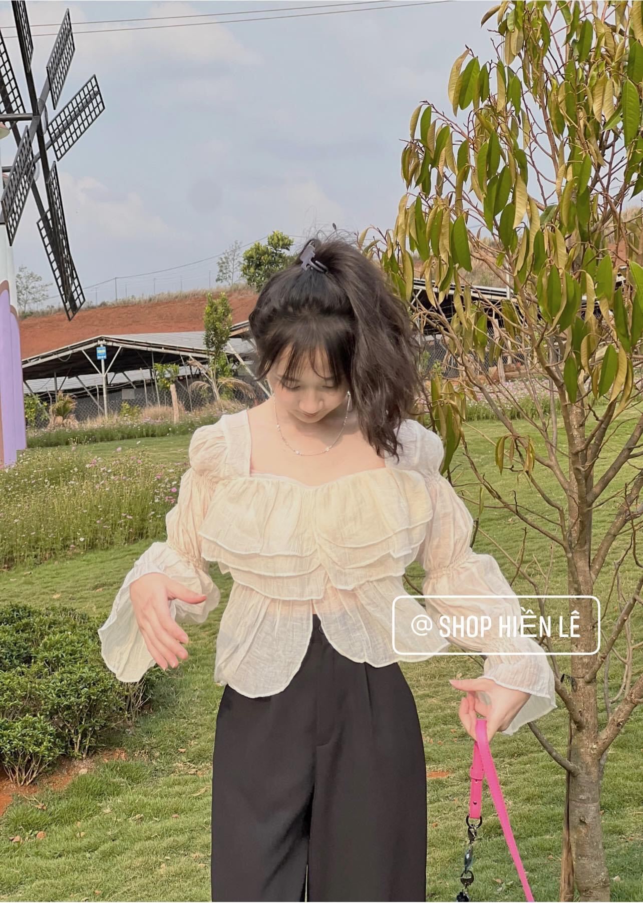 Áo kiểu voan bèo tầng