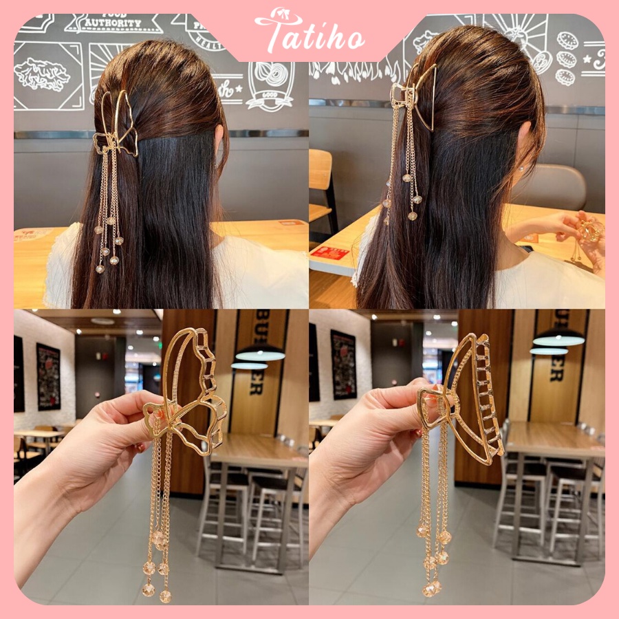 Kẹp tóc càng cua phối tua rua phong cách hàn quốc hottrend dễ thương - tatiho - mã kt013