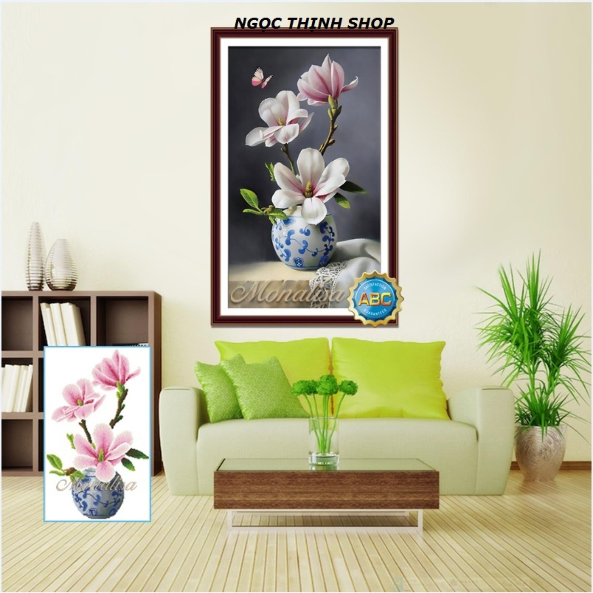 Tranh đính đá bình hoa MỘC LAN tuyệt đẹp Y8222 KT 50x80cm