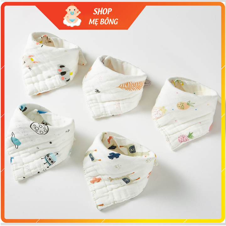 Yếm tam giác cho bé 8 lớp vải xô mềm mại siêu thấm có cúc bấm