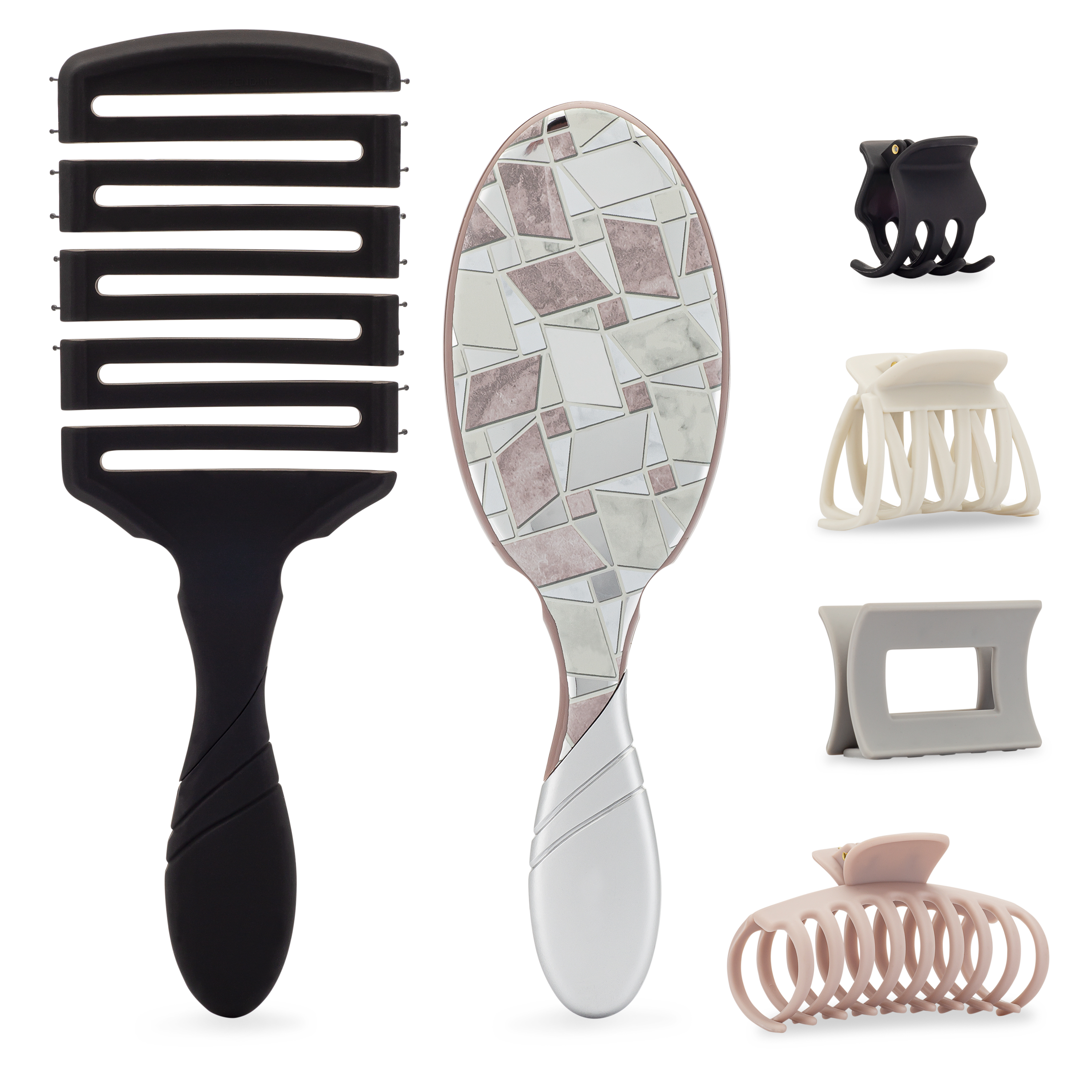 [CHÍNH HÃNG] Combo lược chải tóc GRAPHIC MONOCHROME SILVER KIT (01 truyền thống + 01 lược chải khô + 04 cặp tóc)