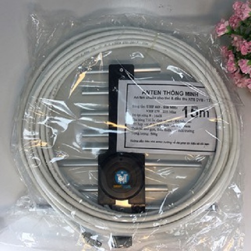 Anten thu sóng DVB T2 + 15m dây cáp + Jack nối