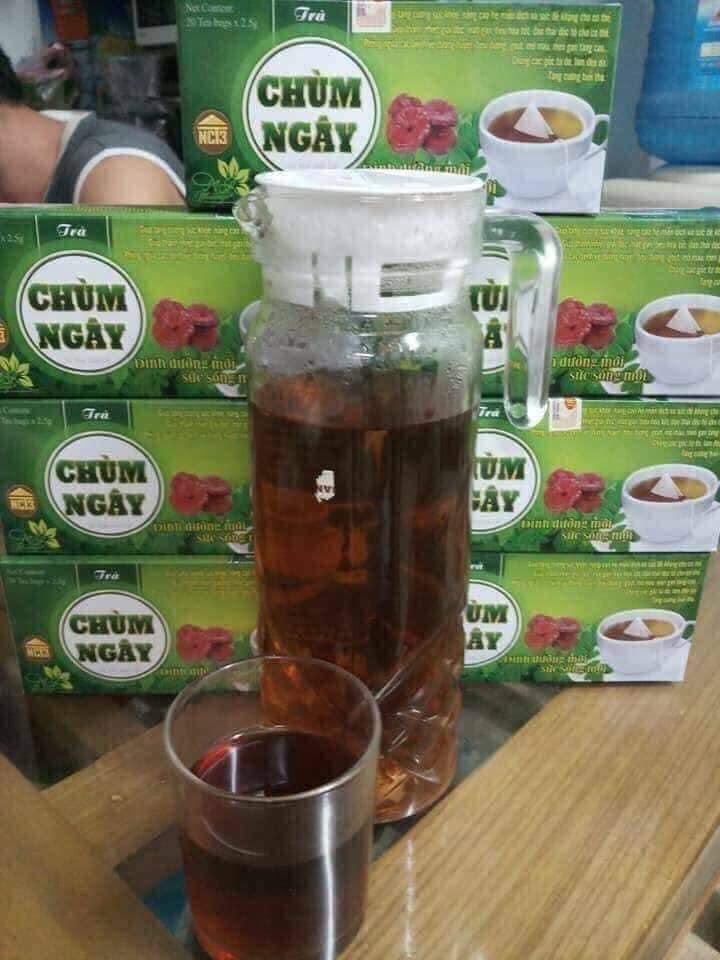 Trà chùm ngây xạ đen, linh chi