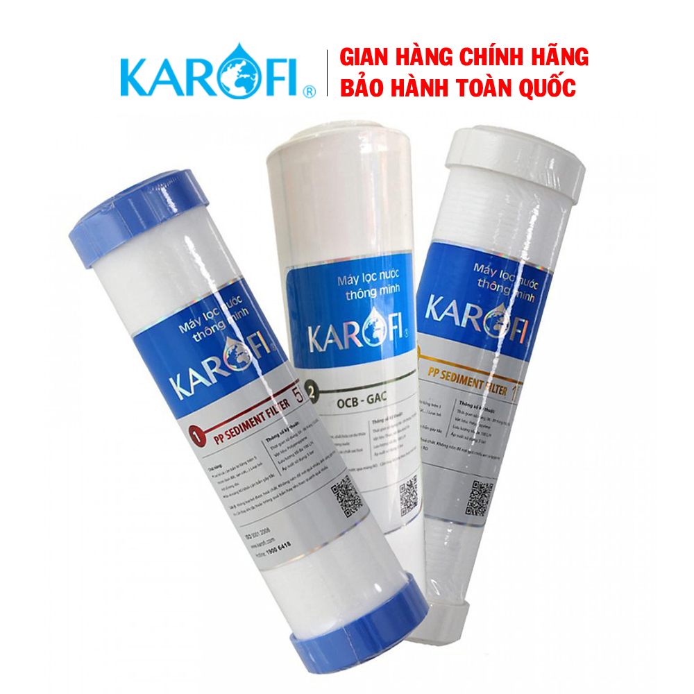Bộ 3 lõi lọc số 1,2,3 Karofi - Lõi lọc nước Karofi - Lõi lọc nước số 1 2 3 - Lõi lọc số 123 - Lõi lọc 123