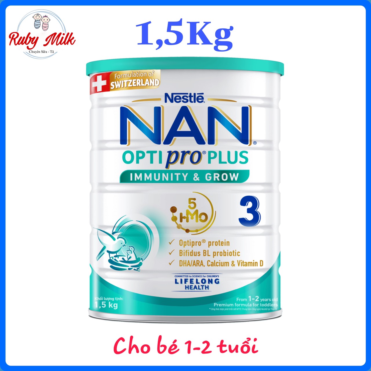 Sữa bột nan optipro số 3 lon 1.5kg cho bé 1-2 tuổi