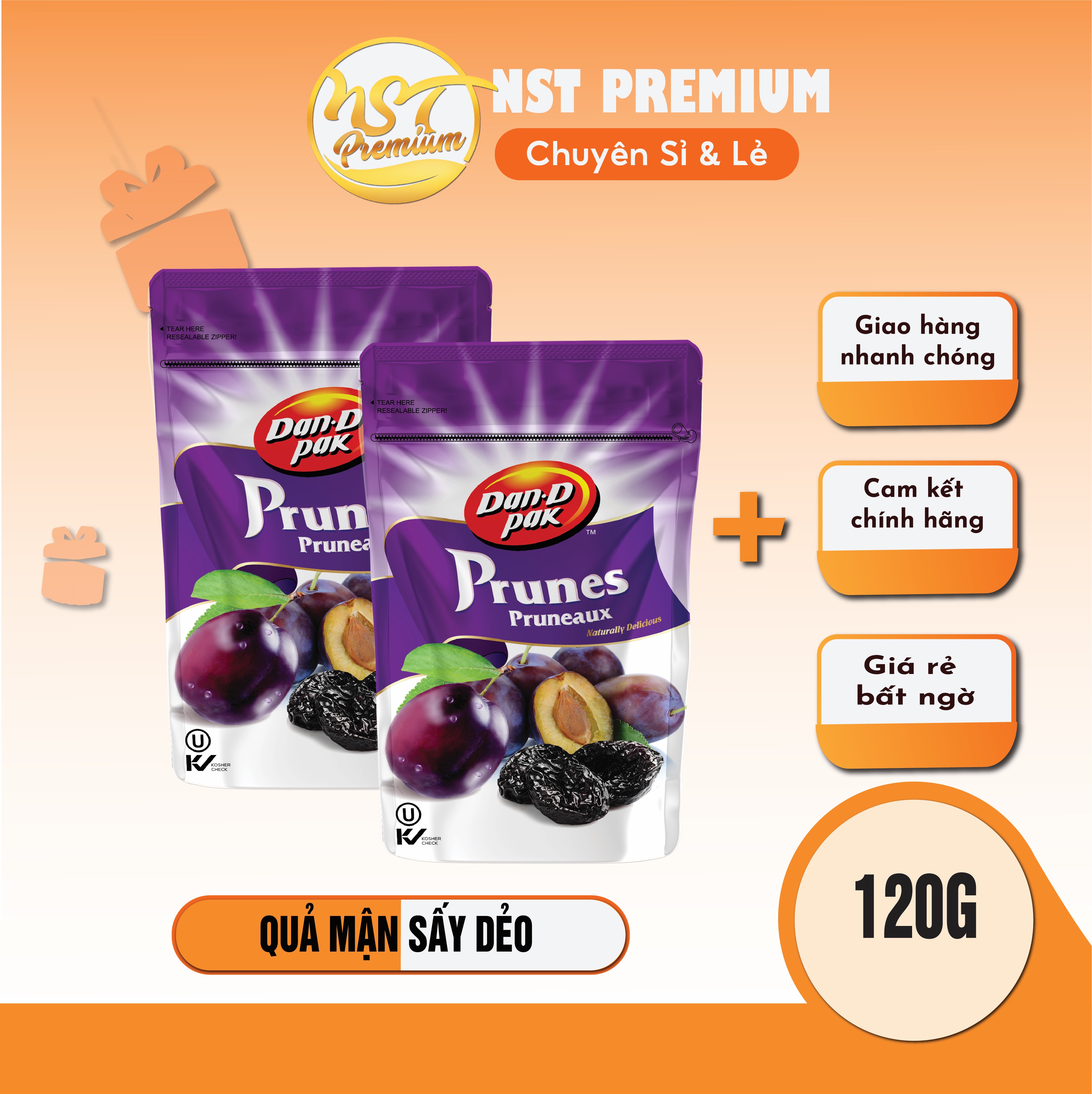[Chính Hãng] Mận Mỹ sấy dẽo  - Prunes  DAN.D PAK 120G