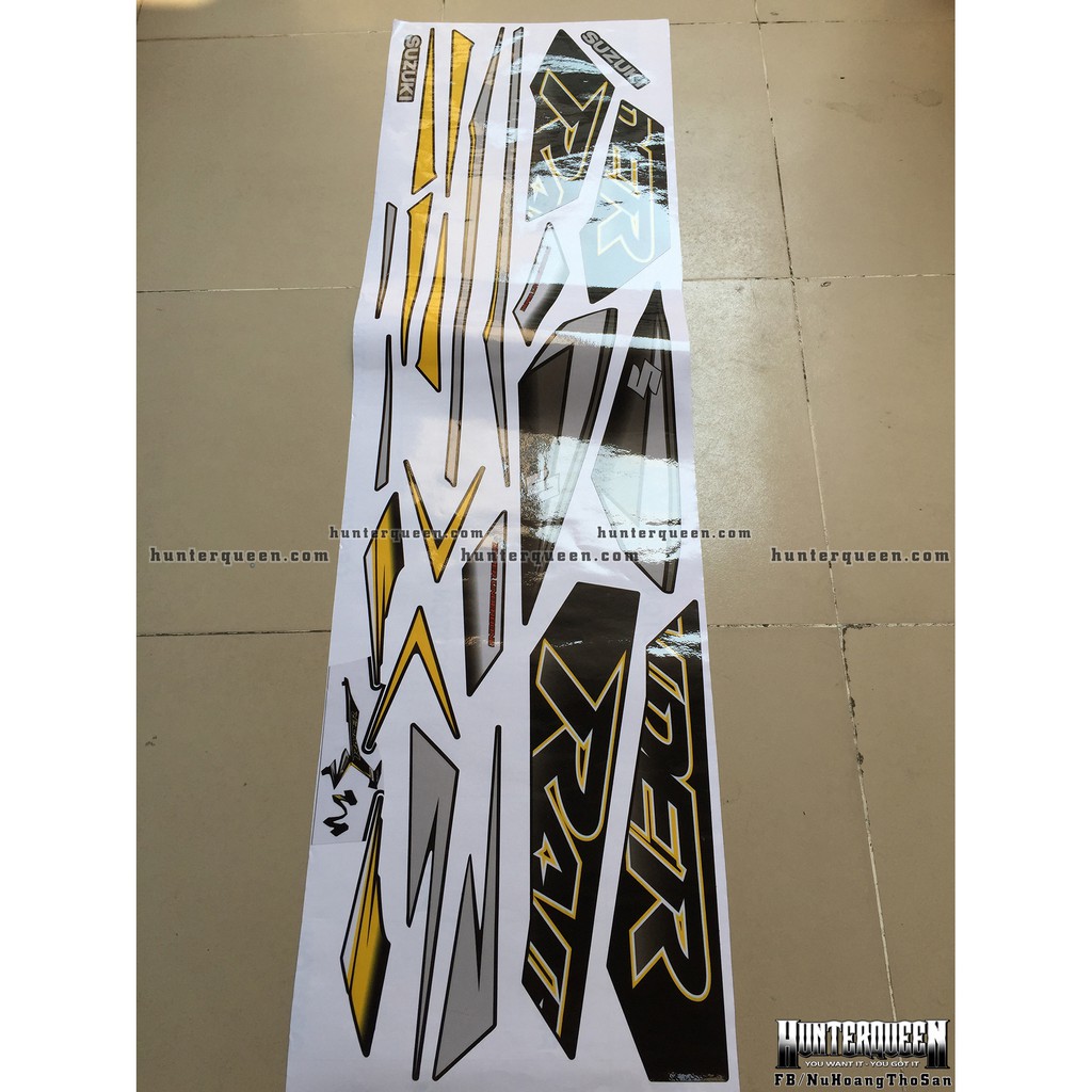 Tem Rời Dán Xe Raider Fi. Tem Đen Vàng, Bạc Đơn Giản