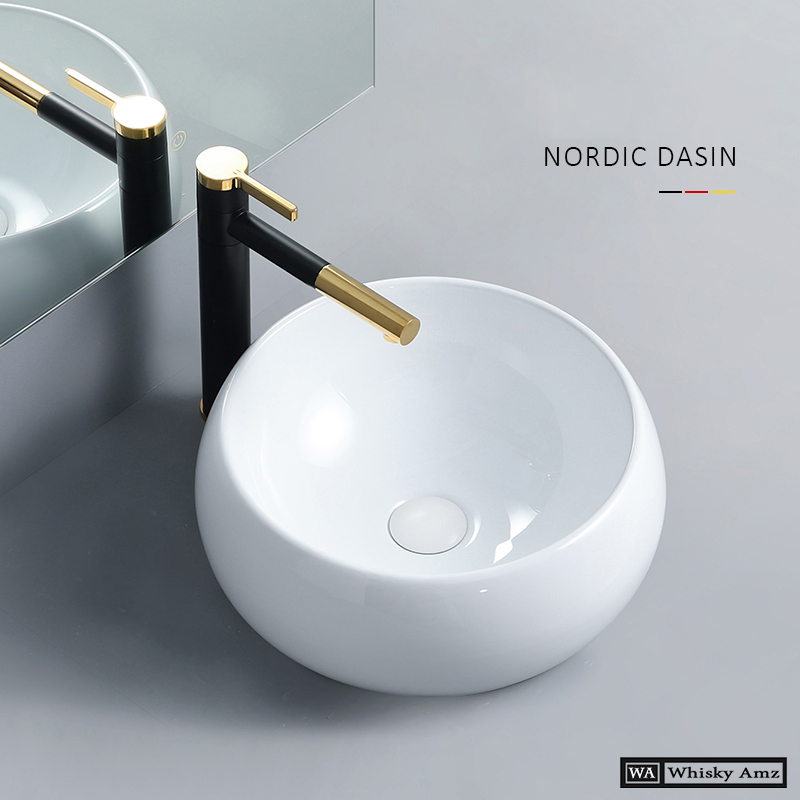 [SỨ CAO CẤP] CHẬU RỬA MẶT LAVABO ĐẶT BÀN TRÒN TRẮNG