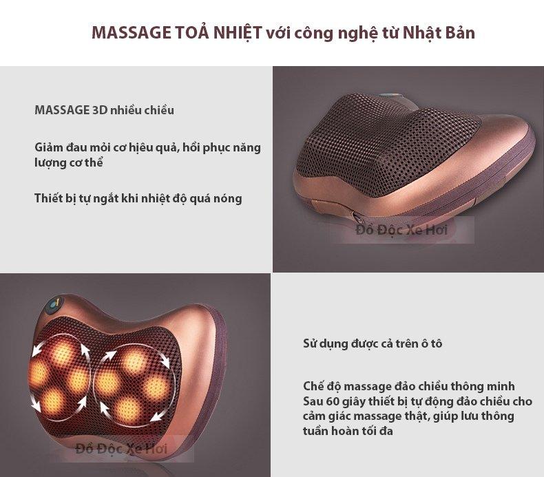 Gối massage hồng ngoại 8 bi