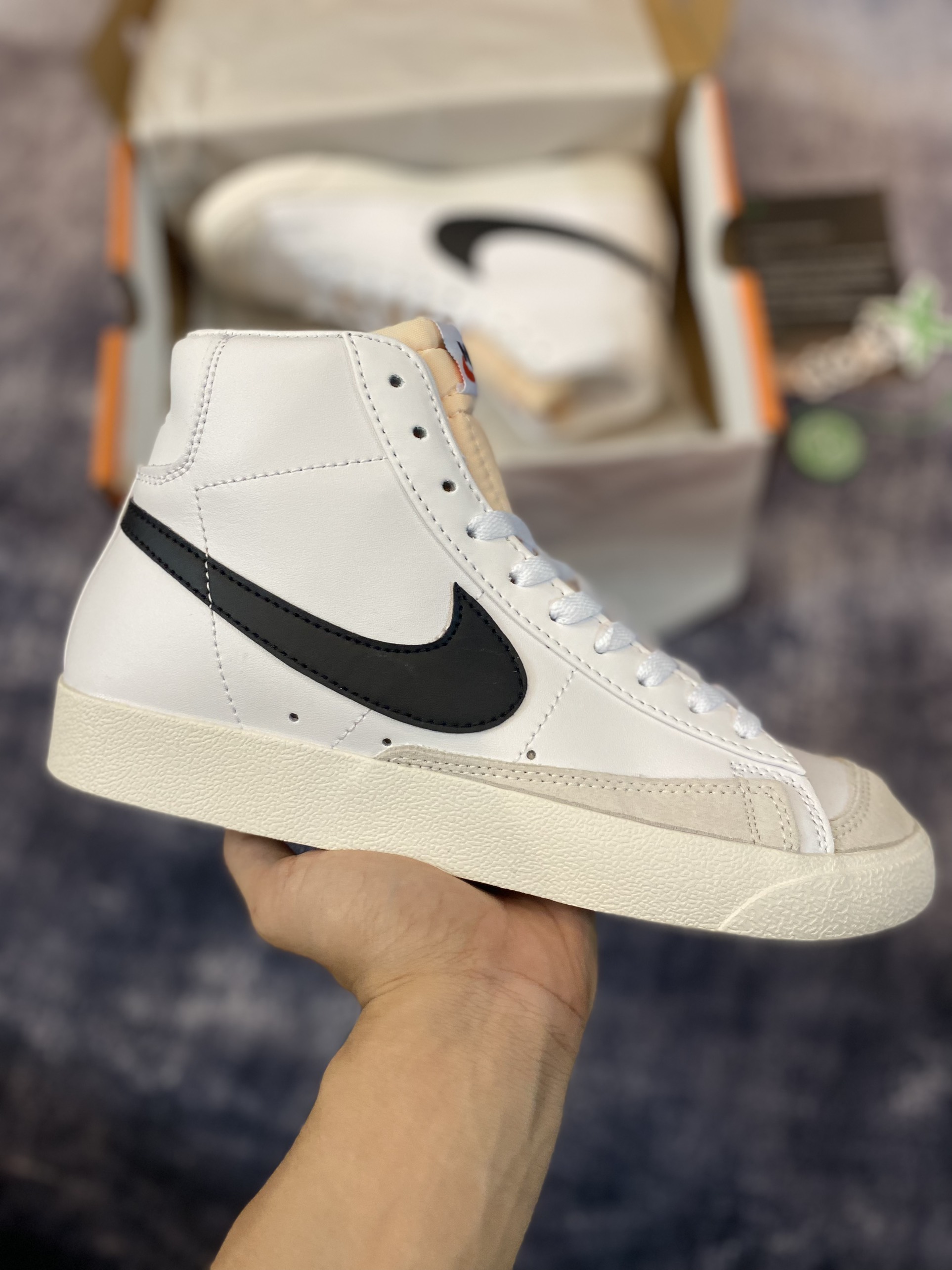 [MyGsneaker] Giày Blazer cổ cao màu trắng bản tiêu chuẩn