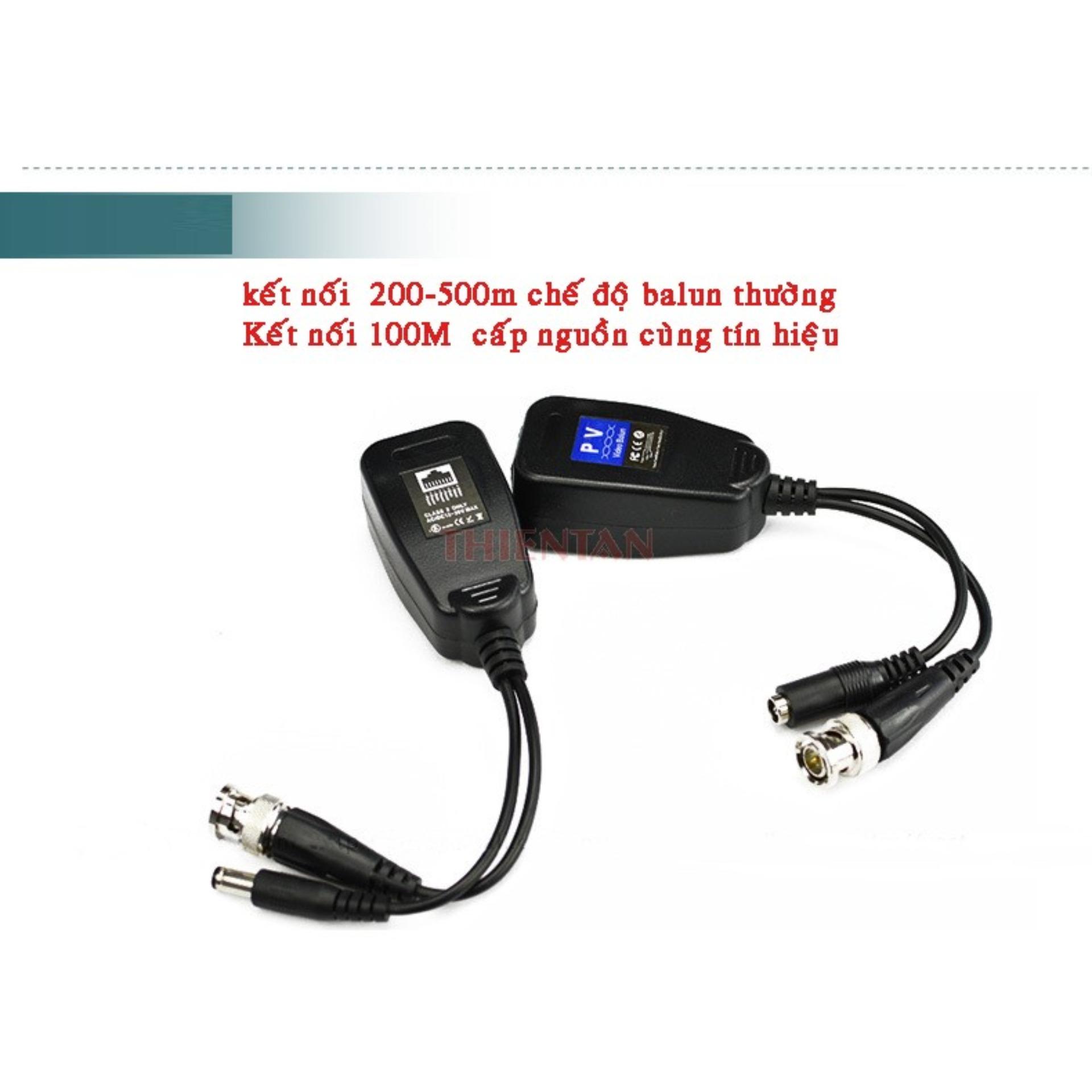 Video balun kèm nguồn camera