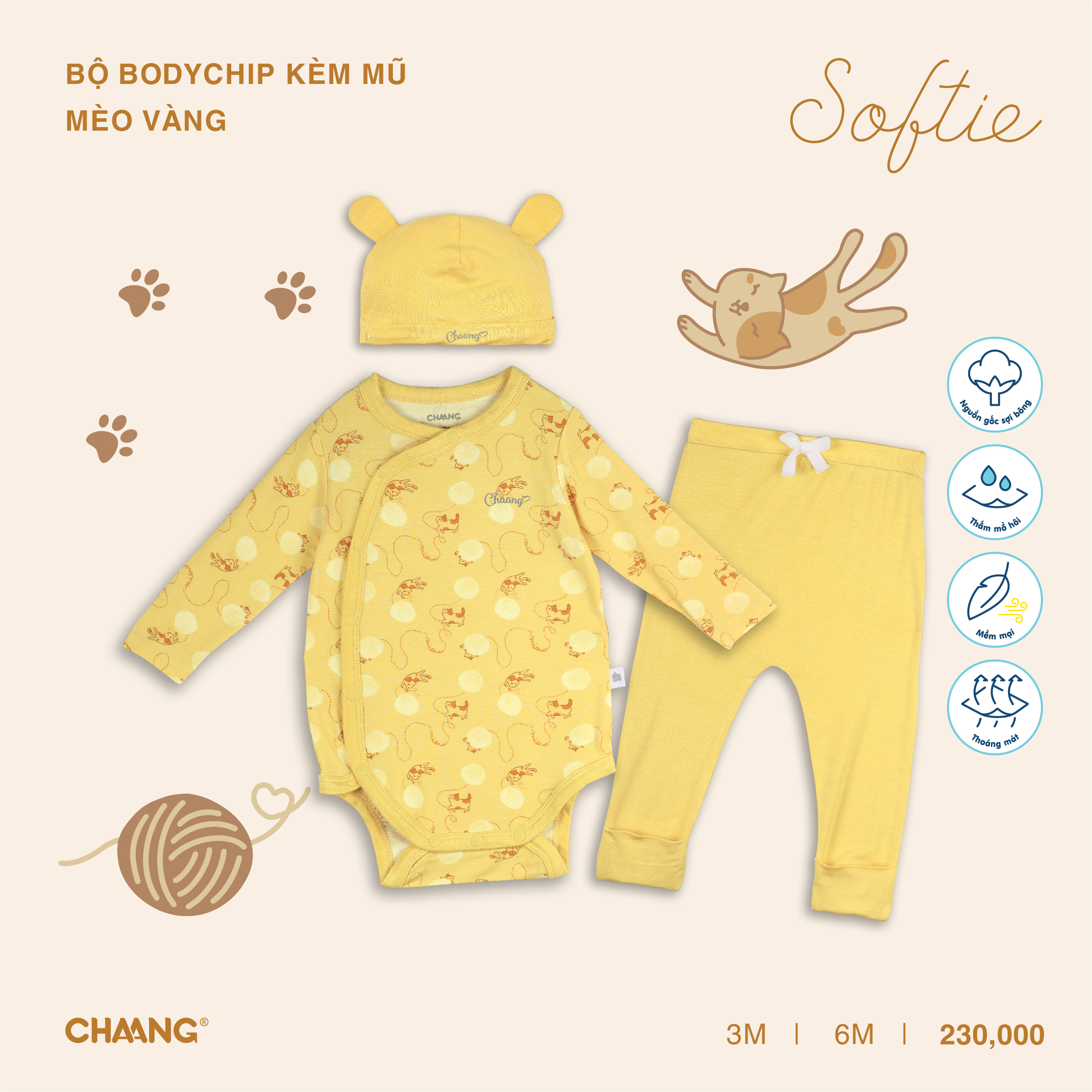 [CHAANG] Bộ bodychip kèm mũ Mèo Chaang